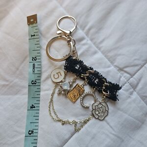 Elegant Black and Gold Keychain/Bag Charm